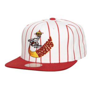 Mitchell & Ness Retro Pinstripe Snapback HWC Houston Rockets Hat White 747260