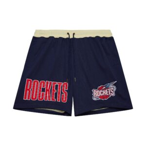 Mitchell & Ness Team OG 2.0 Fashion Vintage Logo Houston Rockets Shorts Blue 748316