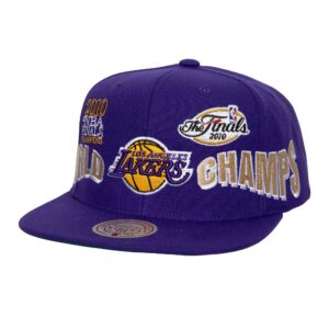 Mitchell & Ness World Champs Snapback Los Angeles Lakers Hat Violet 749654