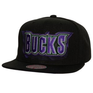 Mitchell & Ness Big Face 7.0 Snapback HWC Milwaukee Bucks Hat Black 754996