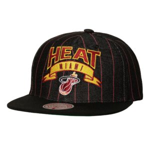 Mitchell & Ness Dem Stripes Snapback HWC Miami Heat Hat Black 753522