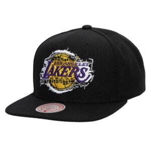 Mitchell & Ness Embroidery Glitch Snapback Los Angeles Lakers Hat Black 754509