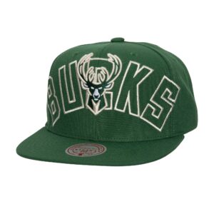 Mitchell & Ness Full Frontal Snapback Milwaukee Bucks Hat Green 754947