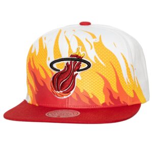 Mitchell & Ness Hot Fire Snapback HWC Miami Heat Hat White 751985