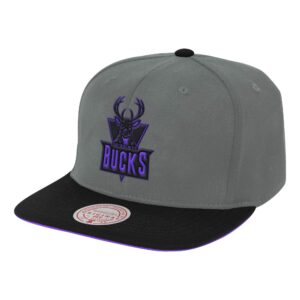 Mitchell & Ness Neon Lights Snapback HWC Milwaukee Bucks Hat Grey 756741