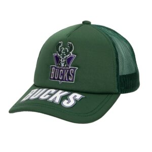 Mitchell & Ness Puff The Magic Trucker Snapback HWC Milwaukee Bucks Hat Green 756774