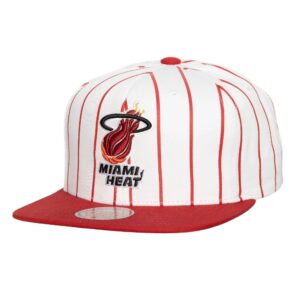 Mitchell & Ness Retro Pinstripe Snapback HWC Miami Heat Hat White 751981