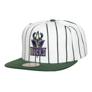 Mitchell & Ness Retro Pinstripe Snapback HWC Milwaukee Bucks Hat Brown 755773