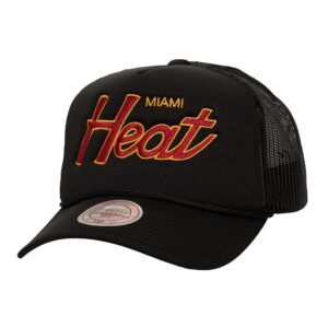 Mitchell & Ness Script Trucker Miami Heat Hat Black 754133