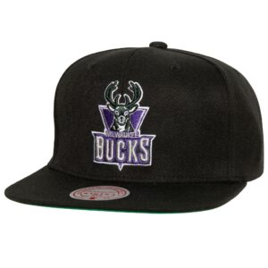 Mitchell & Ness Side Jam Snapback HWC Milwaukee Bucks Hat Black 755001