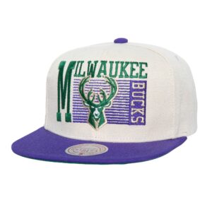 Mitchell & Ness Speed Zone Snapback Milwaukee Bucks Hat Beige 754937