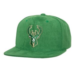 Mitchell & Ness Sweet Suede Snapback Milwaukee Bucks Hat Green 754982