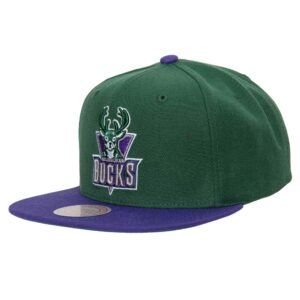 Mitchell & Ness Team 2 Tone 2.0 Snapback HWC Milwaukee Bucks Hat Green 756260