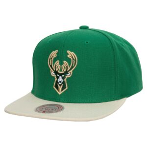 Mitchell & Ness Team 2 Tone 2.0 Snapback NBA Milwaukee Bucks Hat Green 755462