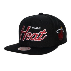 Mitchell & Ness Team Script 2.0 Snapback Miami Heat Hat Black 753305