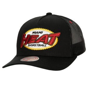 Mitchell & Ness Team Seal Trucker Snapback HWC Miami Heat Hat Black 754143