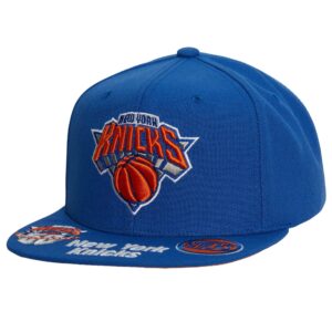 Mitchell & Ness Front Face Snapback New York Knicks Baseball Cap Blue 765626