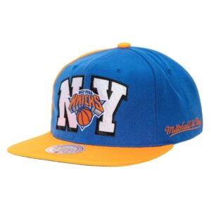 Mitchell & Ness Rear Script Deadstock Snapback New York Knicks Baseball Cap Blue 766829