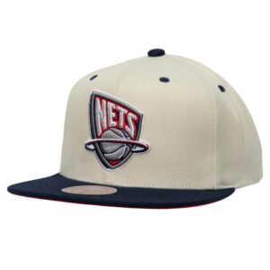 Mitchell & Ness Sail 2 Tone Snapback HWC New Jersey Nets Baseball Cap Cream 761168