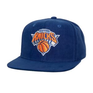 Mitchell & Ness Sweet Suede Snapback New York Knicks Baseball Cap Blue 765770