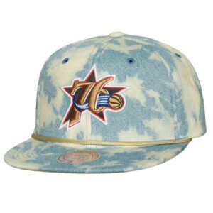 Mitchell & Ness Acid Wash Snapback HWC Philadelphia 76ers Baseball Cap Grey 770046