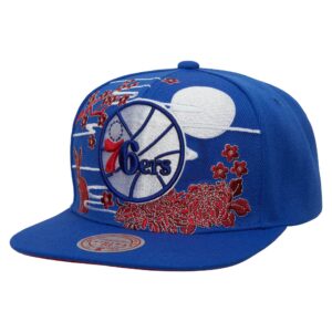 Mitchell & Ness Asian Heritage Snapback HWC Philadelphia 76ers Baseball Cap Blue 770068