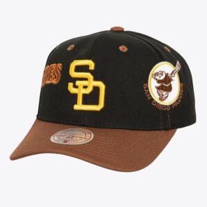 Baseball Cap Mitchell & Ness Black San Diego Padres Cooperstown Collection Overbite Pro Snapback Hat Black 772136