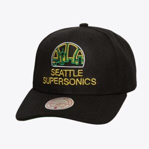 Mitchell & Ness Black Seattle SuperSonics Hardwood Classics Neon Logo Pro Crown Snapback Hat Black 771439