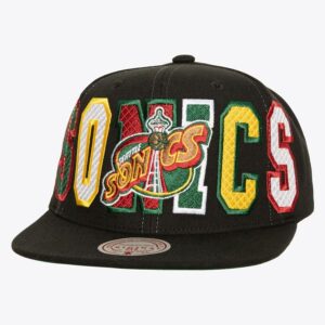 Baseball Cap Mitchell & Ness Black Seattle SuperSonics Hardwood Classics Varsity Bust Snapback Hat Black 771426