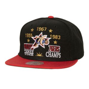 Mitchell & Ness Champ Is Here Snapback HWC Philadelphia 76ers Baseball Cap Black 770219