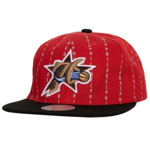 Mitchell & Ness City Pinstripe Deadstock HWC Philadelphia 76ers Baseball Cap Red 770058