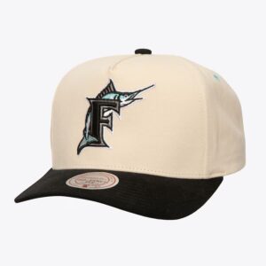 Mitchell & Ness Cream Florida Marlins Cooperstown Collection Overspray Pro Crown Snapback Hat White 772402