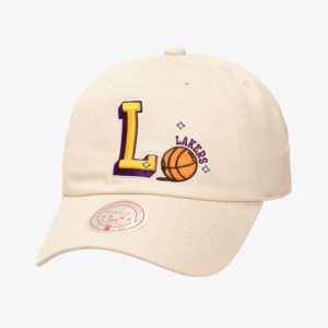 Baseball Cap Mitchell & Ness Cream Los Angeles Lakers Hardwood Classics Swagger Adjustable Hat Cream 772320