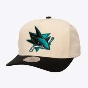 Mitchell & Ness Cream San Jose Sharks Overspray Pro Crown Snapback Hat Cream 772211