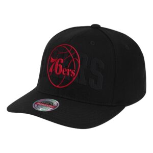 Mitchell & Ness Double Triple Classic Red Snapback Philadelphia 76ers Baseball Cap Black 770239