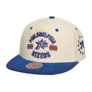 Mitchell & Ness Dune Royal Snapback HWC Philadelphia 76ers Baseball Cap Beige 769736