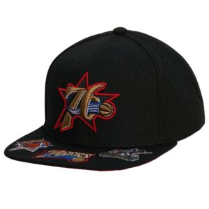 Mitchell & Ness Front Face Snapback HWC Philadelphia 76ers Baseball Cap Black 769939