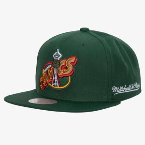 Baseball Cap Mitchell & Ness Green Seattle SuperSonics Hardwood Classics English Dropback Snapback Hat Green 771450