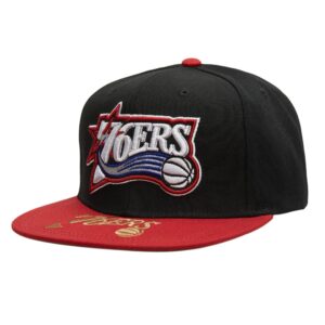 Mitchell & Ness Logo Bill Snapback HWC Philadelphia 76ers Baseball Cap Black 770189