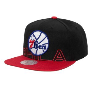 Mitchell & Ness Low Big Face Snapback HWC Philadelphia 76ers Baseball Cap Black 770197