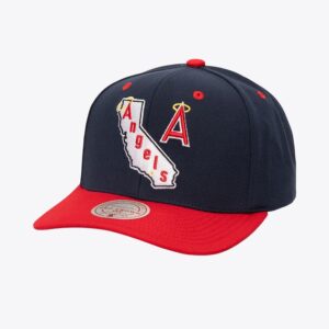 Mitchell & Ness Navy California Angels Cooperstown Collection All In 2.0 Pro Crown Snapback Hat Grey 772371