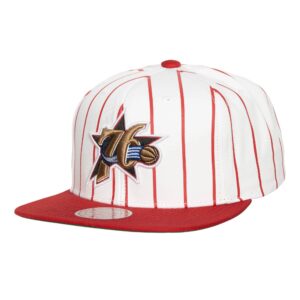 Mitchell & Ness Retro Pinstripe Snapback HWC Philadelphia 76ers Cap White 770084