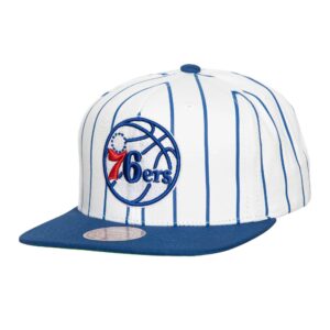 Mitchell & Ness Retro Pinstripe Snapback Philadelphia 76ers Baseball Cap White 770080