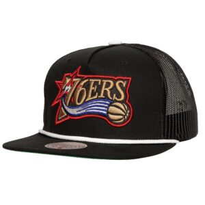 Mitchell & Ness Roper Trucker HWC Philadelphia 76ers Baseball Cap Black 770439