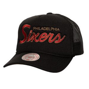 Mitchell & Ness Script Trucker HWC Philadelphia 76ers Cap Black 770435