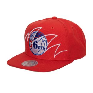 Mitchell & Ness Shark Bite Snapback Philadelphia 76ers Baseball Cap Red 770126