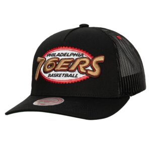 Mitchell & Ness Team Seal Trucker Snapback HWC Philadelphia 76ers Cap Black 770462