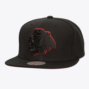 Mitchell & Ness Black Chicago Blackhawks Logo Eclipse OG Snapback Hat Black 886304