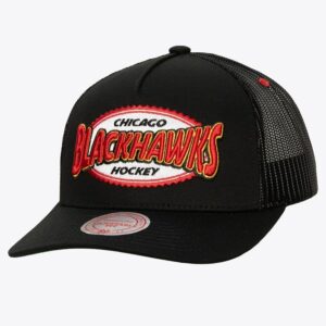 Mitchell & Ness Black Chicago Blackhawks Team Seal Trucker Adjustable Hat Black 1089923