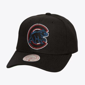 Mitchell & Ness Black Chicago Cubs Neon Logo Pro Crown Snapback Hat Green 776010